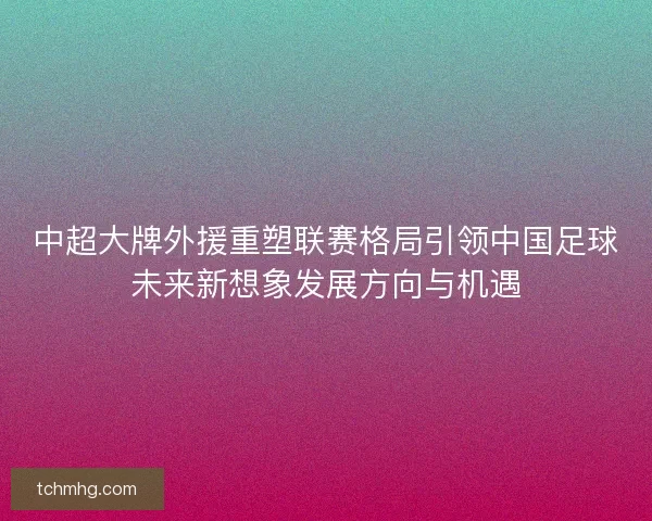 中超大牌外援重塑联赛格局引领中国足球未来新想象发展方向与机遇